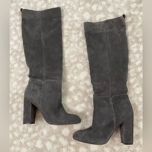 Steven by Steve Madden TARAYN Gray Suede Tall Mid Calf Heeled Fitted Boot Size 8